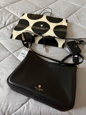 kate spade Black Pebbled Leather Crossbody with Coin Pouch